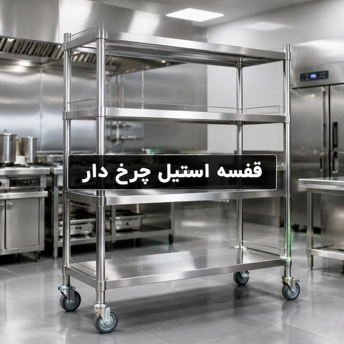 قفسه استیل چرخ دار آشپز خانه صنعتی - 1
